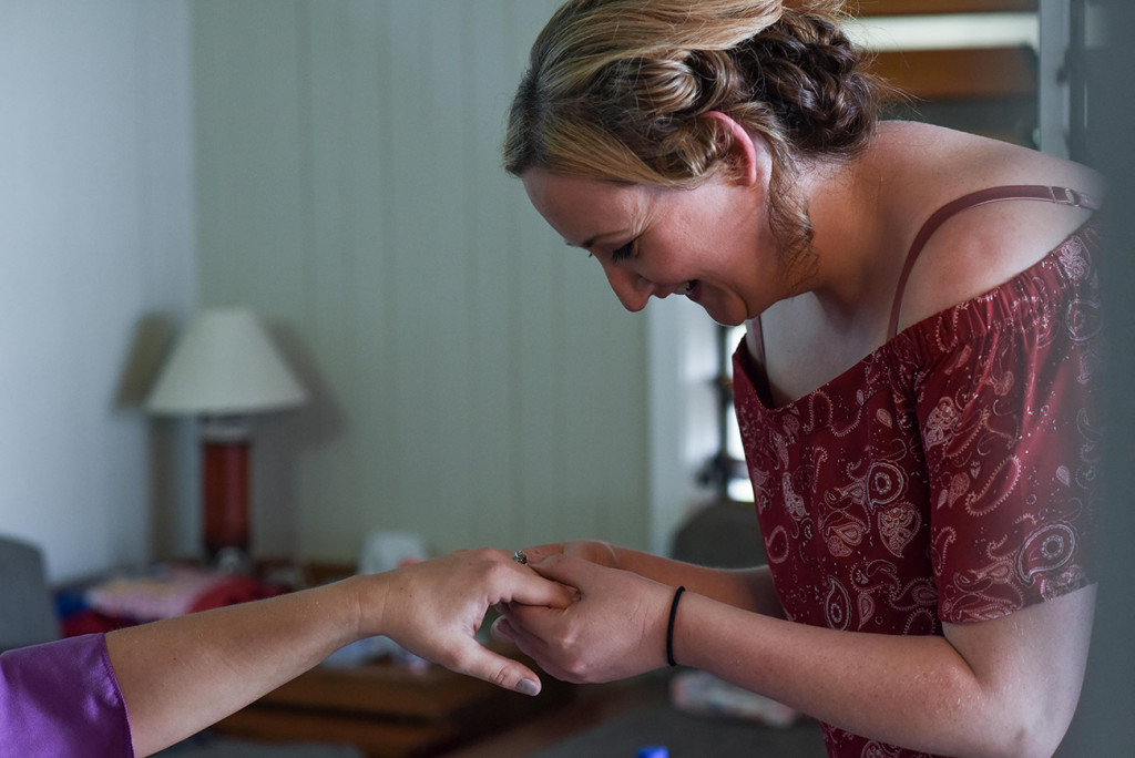 The bride has her manicure done before the Fiji beach wedding, Malolo Island, Plantation Island Resort, Fiji