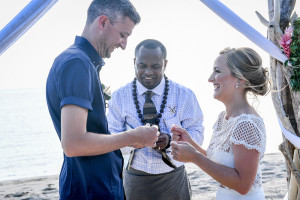 Finally eloped ring exchange in Yatule Beach wedding