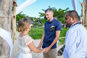 Fiji beach elopement vow exchange