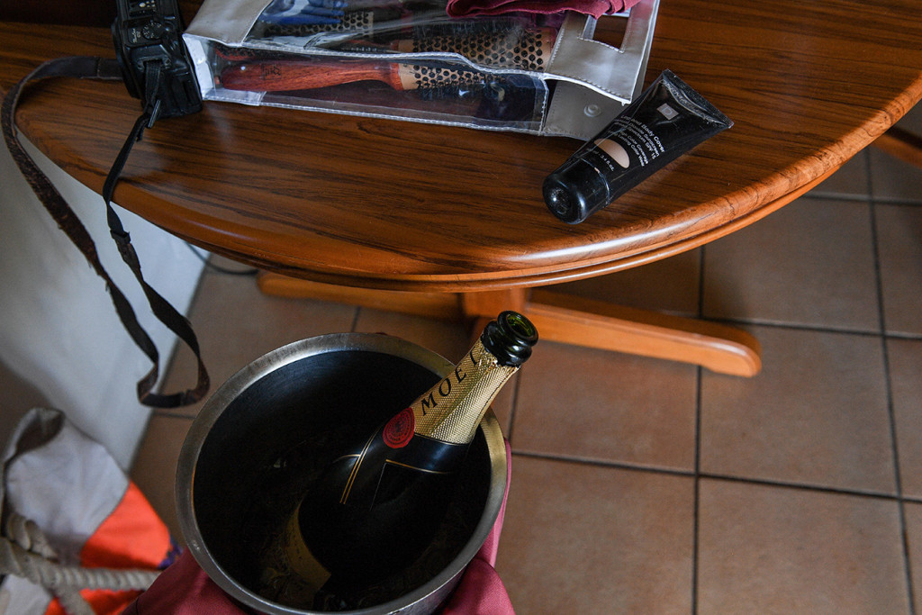 Closeup of Moet champagne during preparation