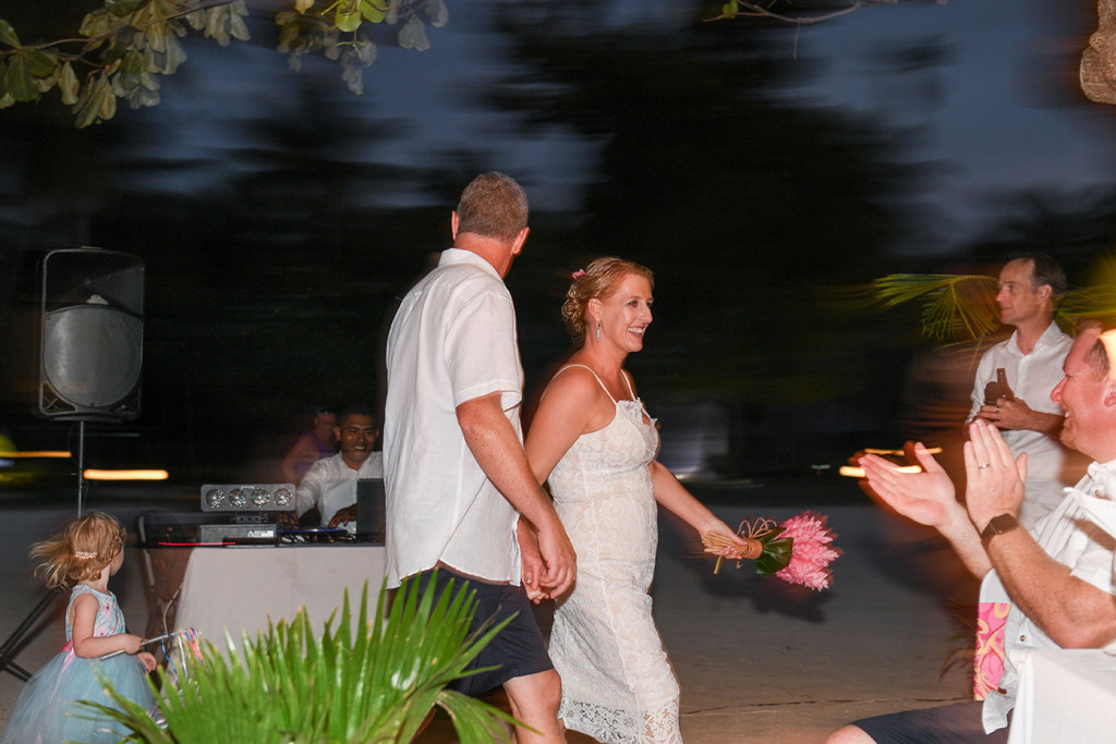 Bride and groom in sunset at Plantation Island Resort Wedding Fiji