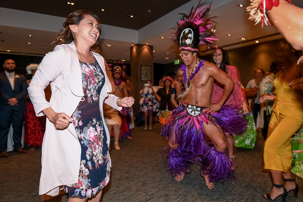 Guests join Traditional Polynesian dance performed at the wedding in Sofitel Auckland