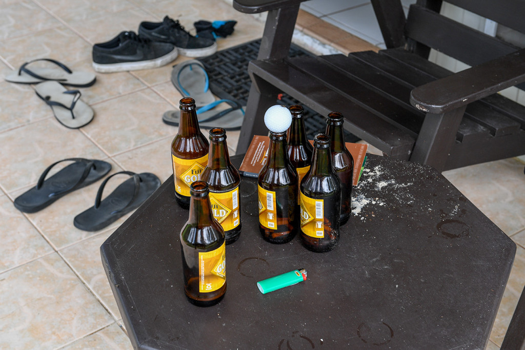 Left over beer bottles before the wedding
