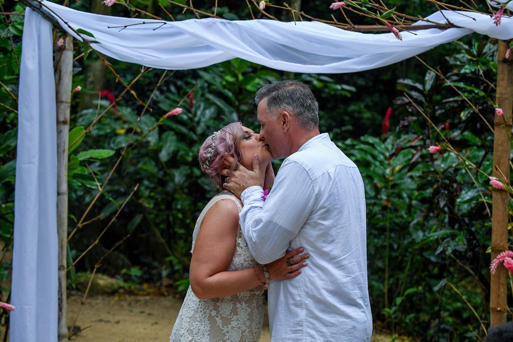 The newly weds kiss for first time as man and wife