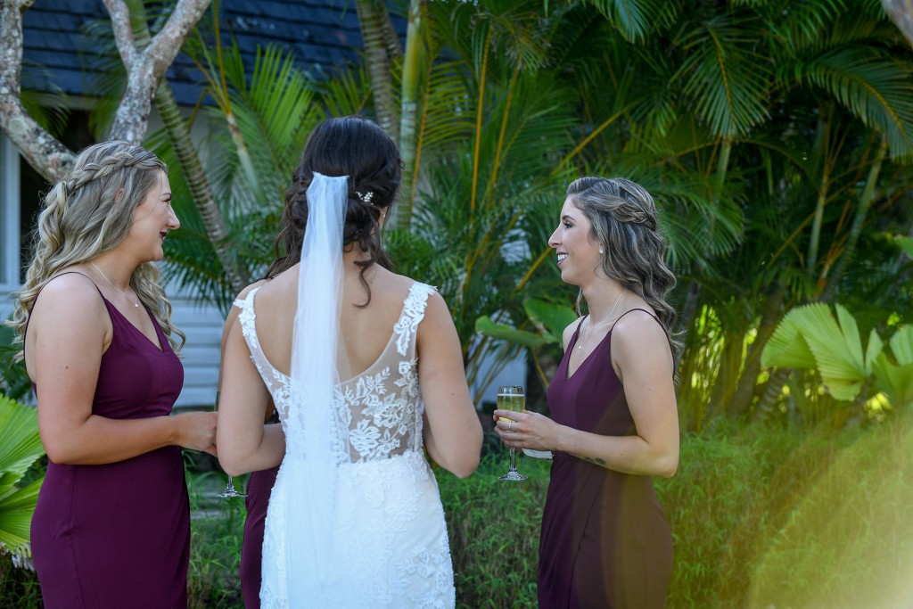 The bridal party chats with the bride at Warwick Fiji