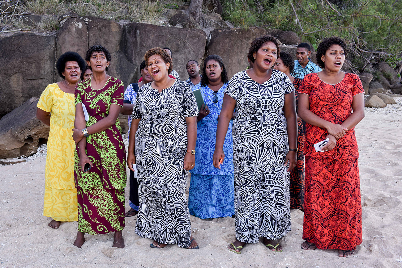 The Fijian local choral is singing