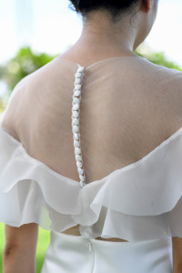 Back of the bride's dress with buttons