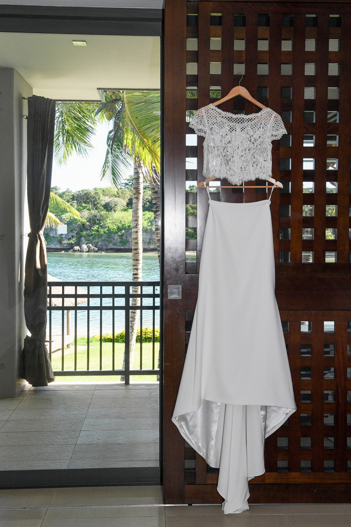 Two piece wedding dress from http://www.marrymebrides.com.au/ Fiji elopement
