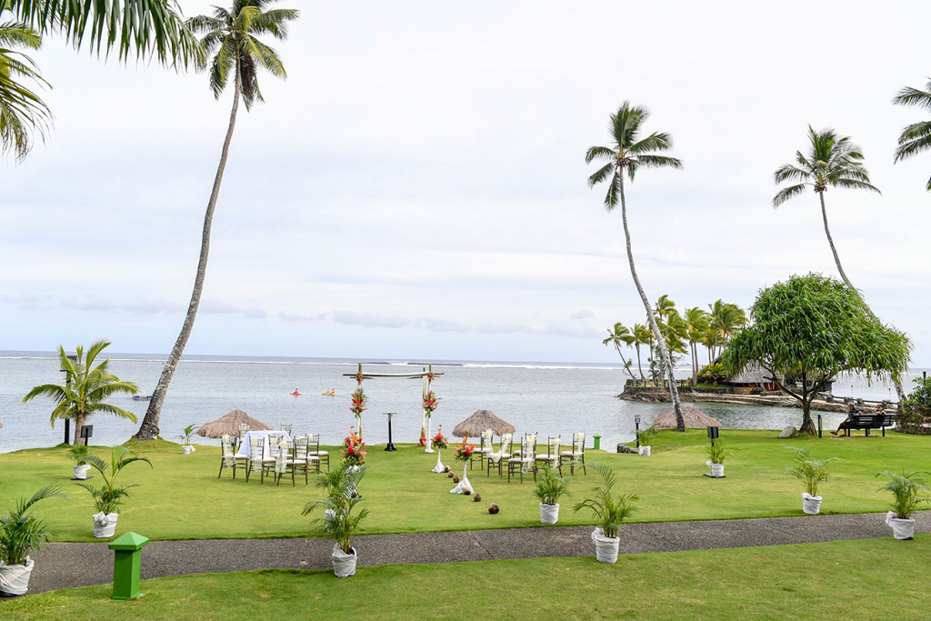 Stunning landscape scenery with gazebo overlooking the lake in Warwick Fiji