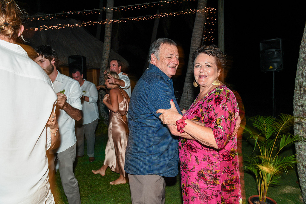 Mom and dad dance at the Outrigger Beach Resort Wedding Fiji