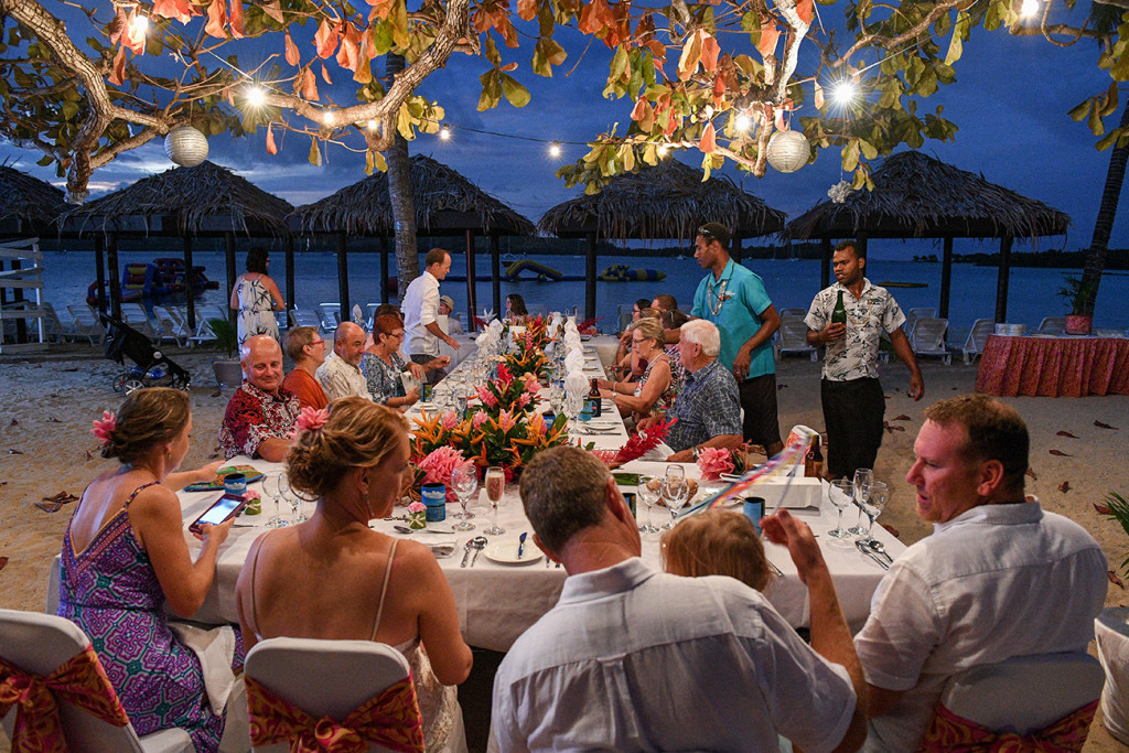 Wedding reception at night in Plantation Island Resort