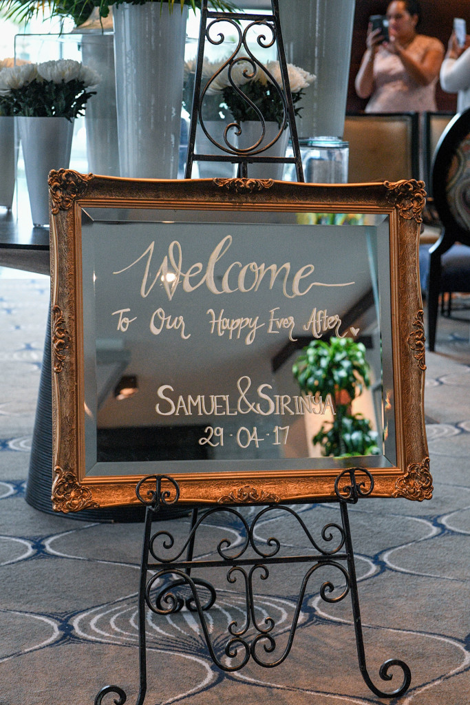 Welcome sign outside the wedding venue