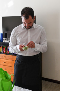 The groom checking his boutonniere at the Sofitel Fiji