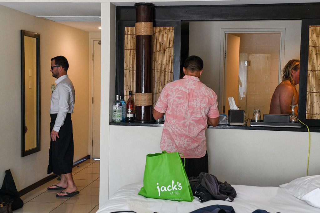 Groomsmen getting ready at the Sofitel Fiji