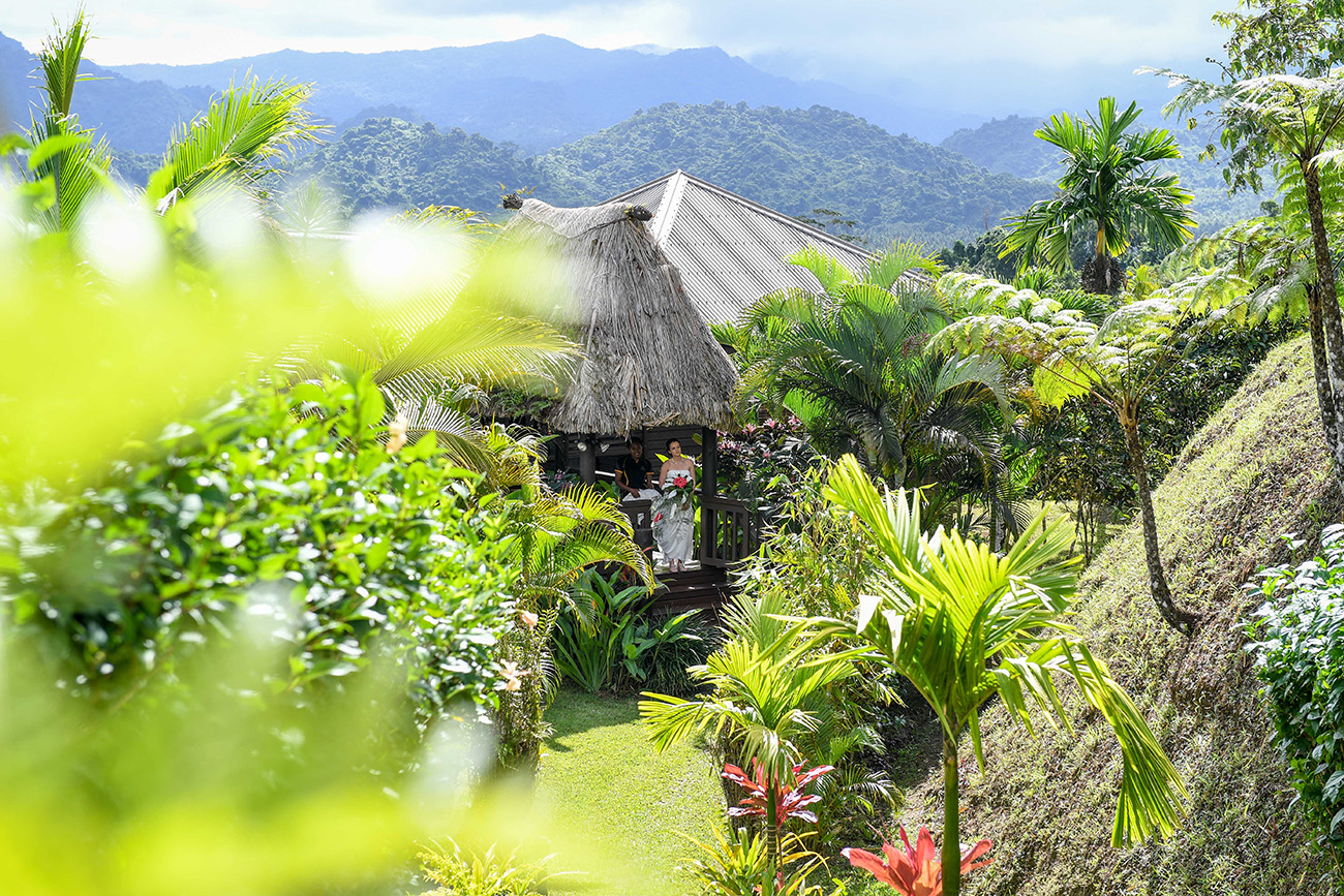 Stunning look at roofs of huts at Savusavu Island captured by Fiji photographer Anais Chaine