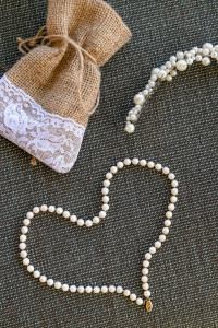 Heart shaped Pearl necklace in Fiji bohemian wedding