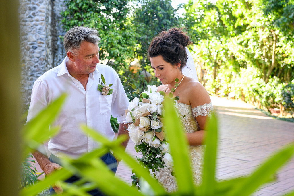 Stunning bride and father walking down the aisle
