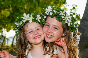 Cute flower girls with traditional Fiji flower crowns by Jacquie from Versatile Fiji
