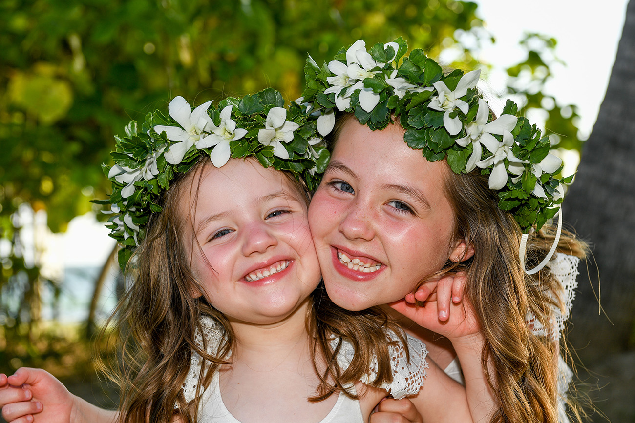 Cute flower girls with traditional Fiji flower crowns by Jacquie from Versatile Fiji