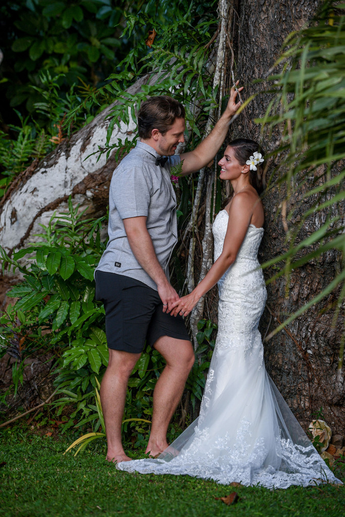 Married couple in the fijian rainforest, Matangi island resort in Fiji