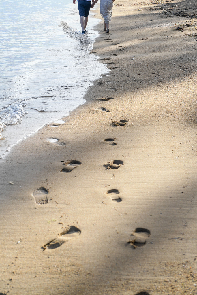 Footsteps in the sand at Naviti Fiji