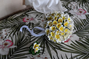 White and yellow Frangipani Fiji flower bouquet