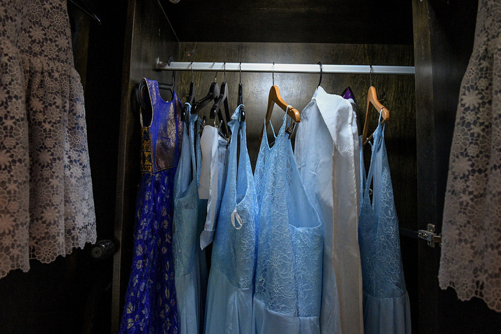 Lace blue bridesmaids dresses by Elles Dresses