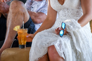 A guest holds an ice cold havana cocktail at Musket Cove Fiji