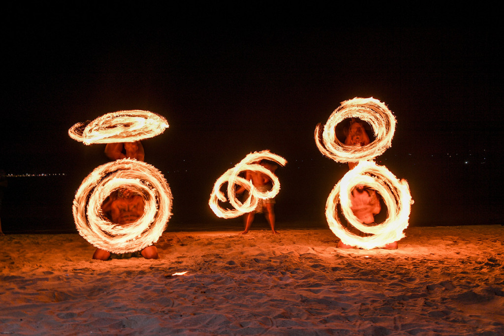Various Fire dance displays by Musket Cove Fiji wedding entertainers at