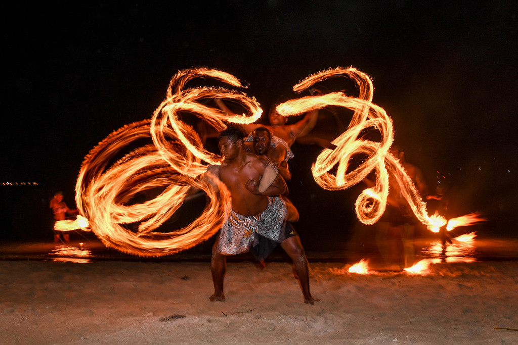 Fire pattern display by wedding entertainers