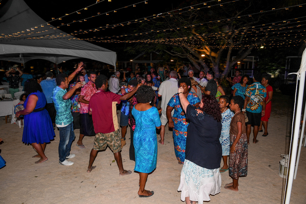 Wedding guests all join the dance floor at Musket Cove wedding reception