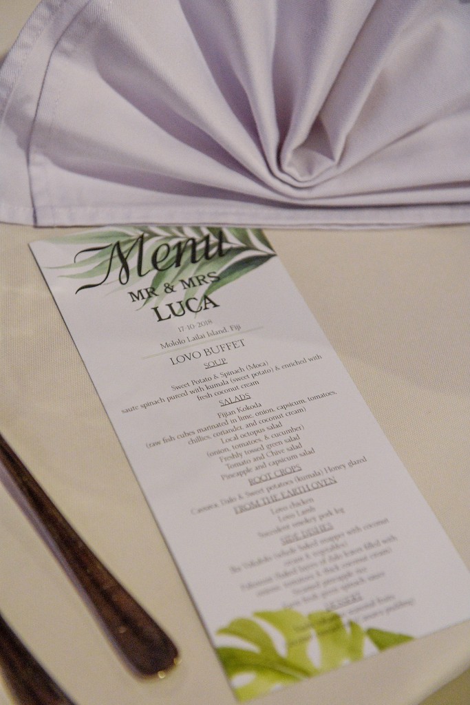 A personalised wedding menu for the wedding