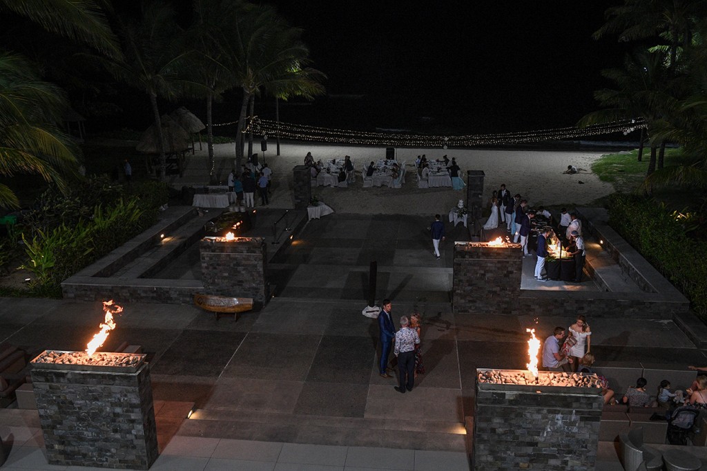The Intercontinental Fiji outdoor wedding reception venue setup