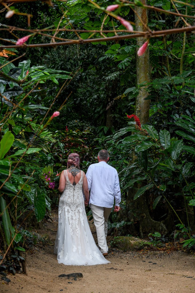 The newly weds take a stroll into the tropical Forests of Fiji