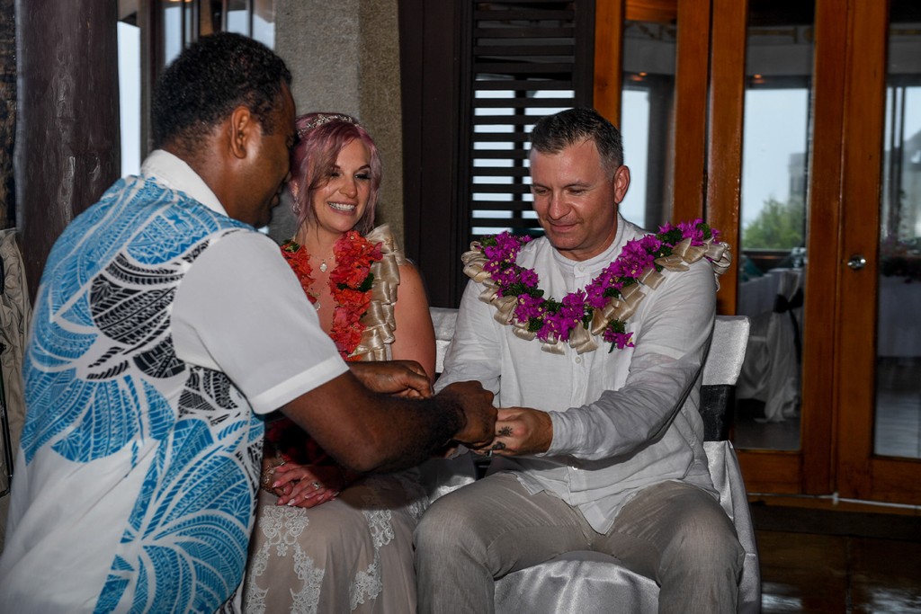 The groom is served traditional Fiji tea