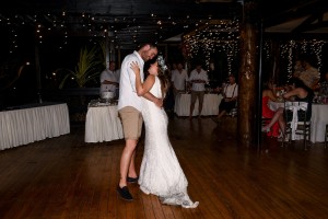 The newly weds share their first dance at their wedding reception