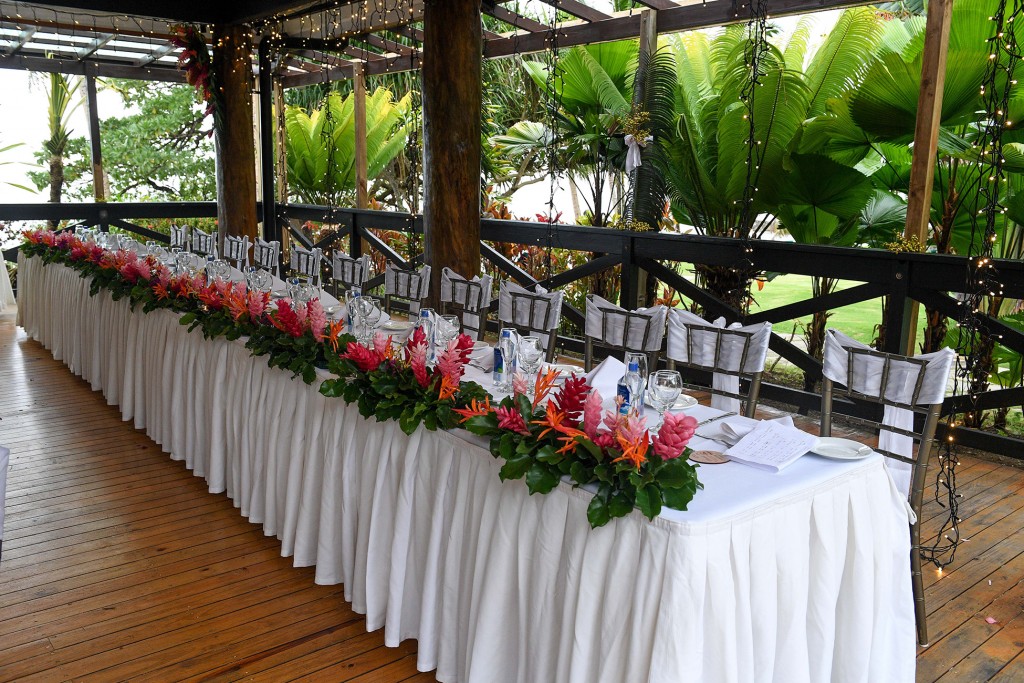 The exquisite traditional flower Fiji reception setup by Warwick Fiji