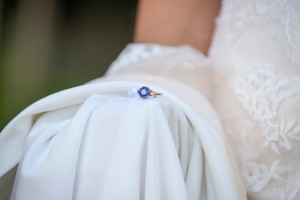 The bride's simple sapphire blue wedding ring