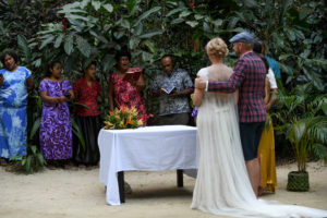 A Fiji choir sings to the couple after being officially married