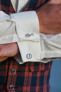 The groom's customised key cufflinks from Vogue Lugano